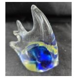 Blown Glass Fish Figurine With Blue Accents