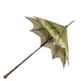 Green Silk Parasol With Wood Handle