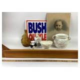 Bush Quayle Sign, Child Portrait, Enesco Figurine