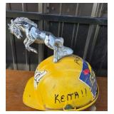 Yellow Hard Hat With Chrome Horse Ornament