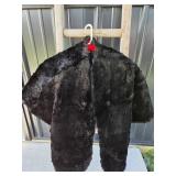 Black Fur Stole With Striped Lining