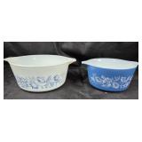 Pyrex Mixing Bowls with Blue Floral Patterns