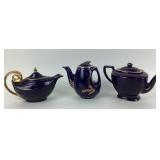 Hall Blue Teapots With Gold Accents