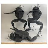 Galvanized Metal Frog Band Sculptures