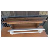 Wooden Shelf With Painted Accents, White Towel Rac