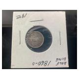 1860-O 1/2 Dime Ex-Fine/Au