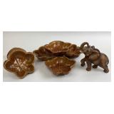 Leaf-Shaped Ceramic Bowls, Elephant Figurine