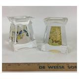 MCM Crystal Candle Holders With Floral, Bird Desig