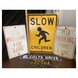 License Plate Signs: Colts Drive, No Parking, Slow