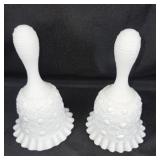 White Milk Glass Ruffled Edge Bells