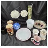 Pyrex Pink Glass Plate, Decorative Mugs, Glass Orn