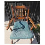 Wooden Spindle-Back Chair With Cushioned Seat