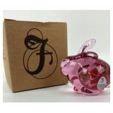 Lenox Fenton Pink Glass Rabbit Figurine