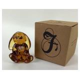 Lenox Fenton Amber Crystal Bunny with Floral Motif