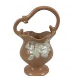 Pink Ceramic Pitcher With Floral Relief