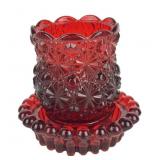 Vintage LE Smith Ruby Red Daisy & Button Pattern