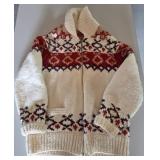 Wool Knit Sweater With Red And Brown Pattern