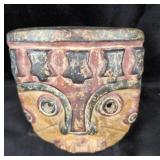 Polychrome Ceramic Mask With Geometric Motifs