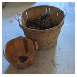 Wood Baskets With Pine Cones