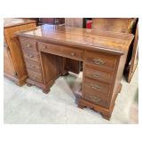 Cherry Wood desk 7 drawers glass top