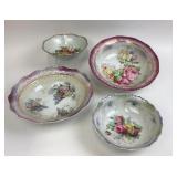 Floral Porcelain Bowls With Iridescent Finish