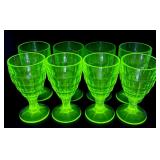 8 Uranium Glass Goblets
