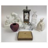 Porcelain Figures, Glassware, Textile Samples