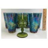 Indiana Glass Iridescent Blue Grape Glasses & Thum