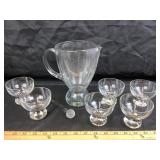 Blown Glass Pitcher, Bubble Cocktail Glasses, Stir