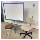Vanity stool, desk chair, projector screen