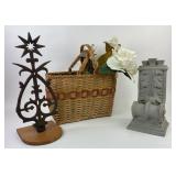 Wrought Iron Decor, Architectural Shelf, Wicker Ba