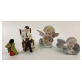 Ceramic Figurines: Lefton Cherubs, JFK, Black Amer