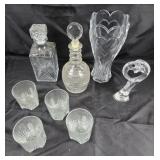 Crystal Decanters, Heart Vase, Glasses