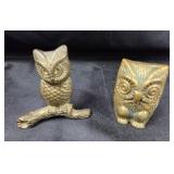 Cast Brass Owl Figurines