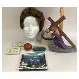 Venicelon Wig, Ceramic Cross Statue, Peru Owl Orna