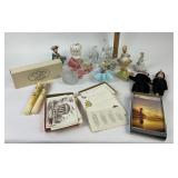 Lefton Figurine, Colonial Candle Co Tapers, Glass