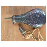 Embossed Brass Powder Flask With Military Motif