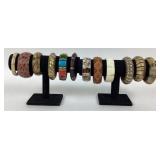 Wood, Brass, Resin, and Fabric Bangles