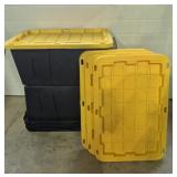 4 Black Plastic storage containers with lids