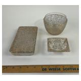 MCM Glass Bowl, Ashtray, Lidded Box