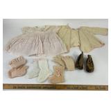 Handmade Infant Dress, Knit Sweater, Booties, Shoe
