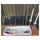 Taper Candles With Metal And Glass Holders