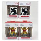 4 Hallmark Ornaments Black Panther & Winnie the