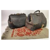 Leather Doctors Bags With Textile Rug