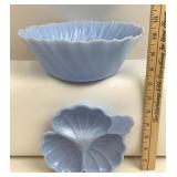 Jeannette Delphite Blue Swirl Bowl & Tray