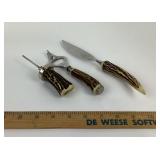 Stag Handle Knife, Bottle Opener, Bottle Pourer