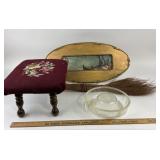 Framed Nautical Scene, Queen Anne Glass Dish, Foot