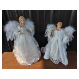 Porcelain Angel Tree Toppers With White Dresses
