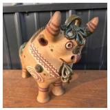 Peruvian Terra Cotta Bull with Decorative Markings