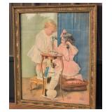 Framed Artwork of Children With Telephone